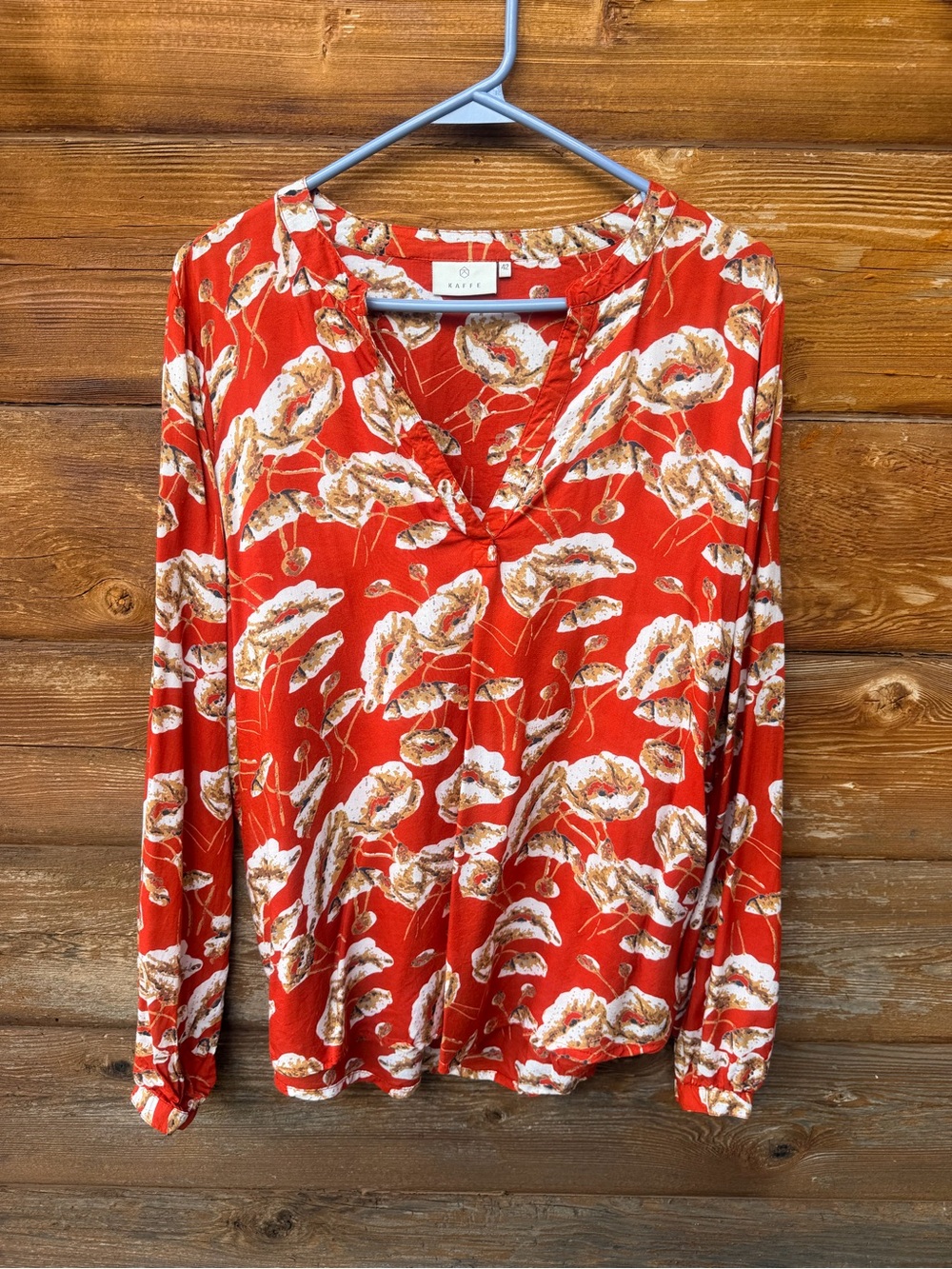 KAFFE Women's Red Floral-Print Blouse
